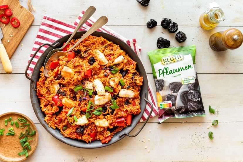 Jambalaya mit Hähnchen und getrockneten Pflaumen