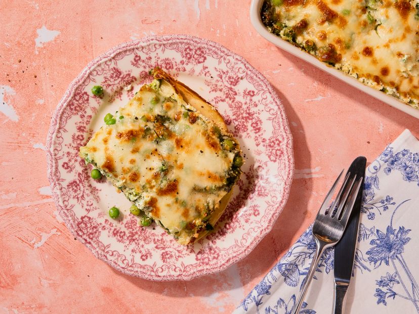 Green crêpe lasagna with pesto & ricotta