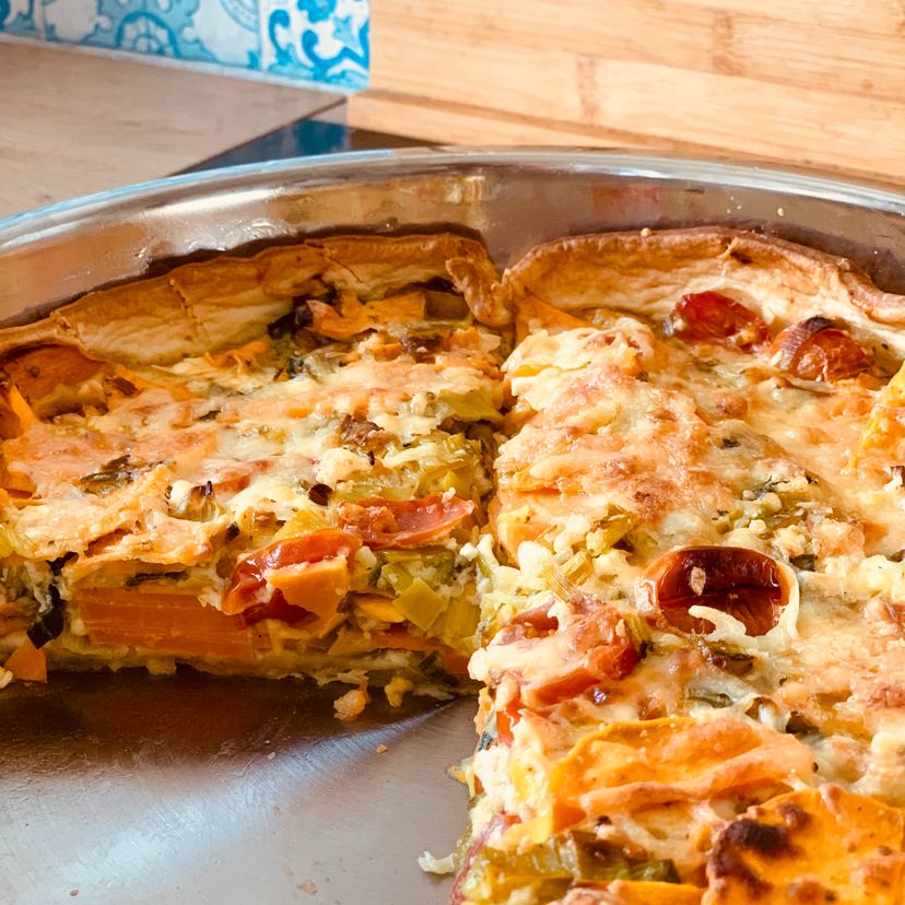 Süßkartoffel-Feta-Quiche