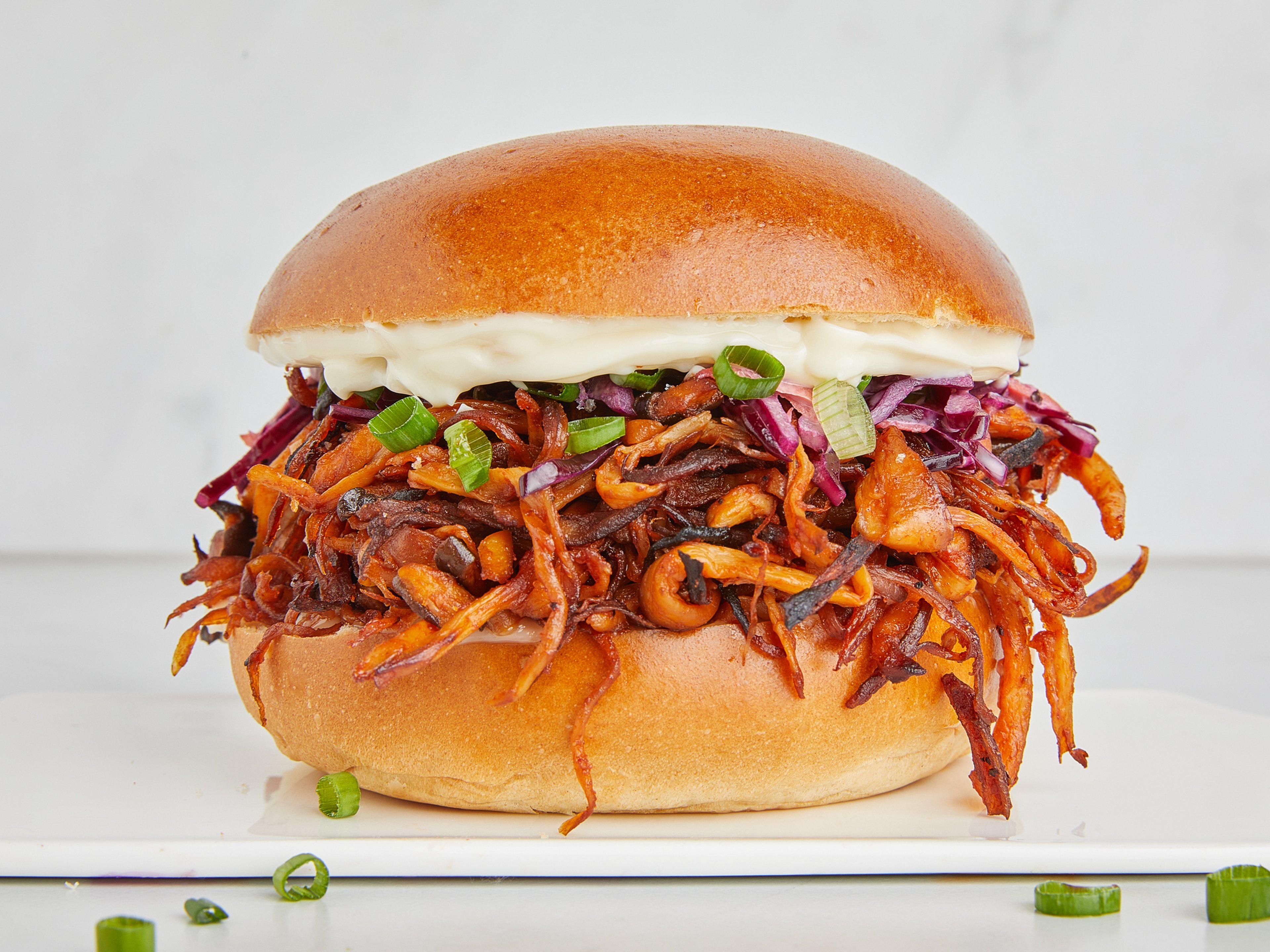Veganer Pulled Mushroom Burger