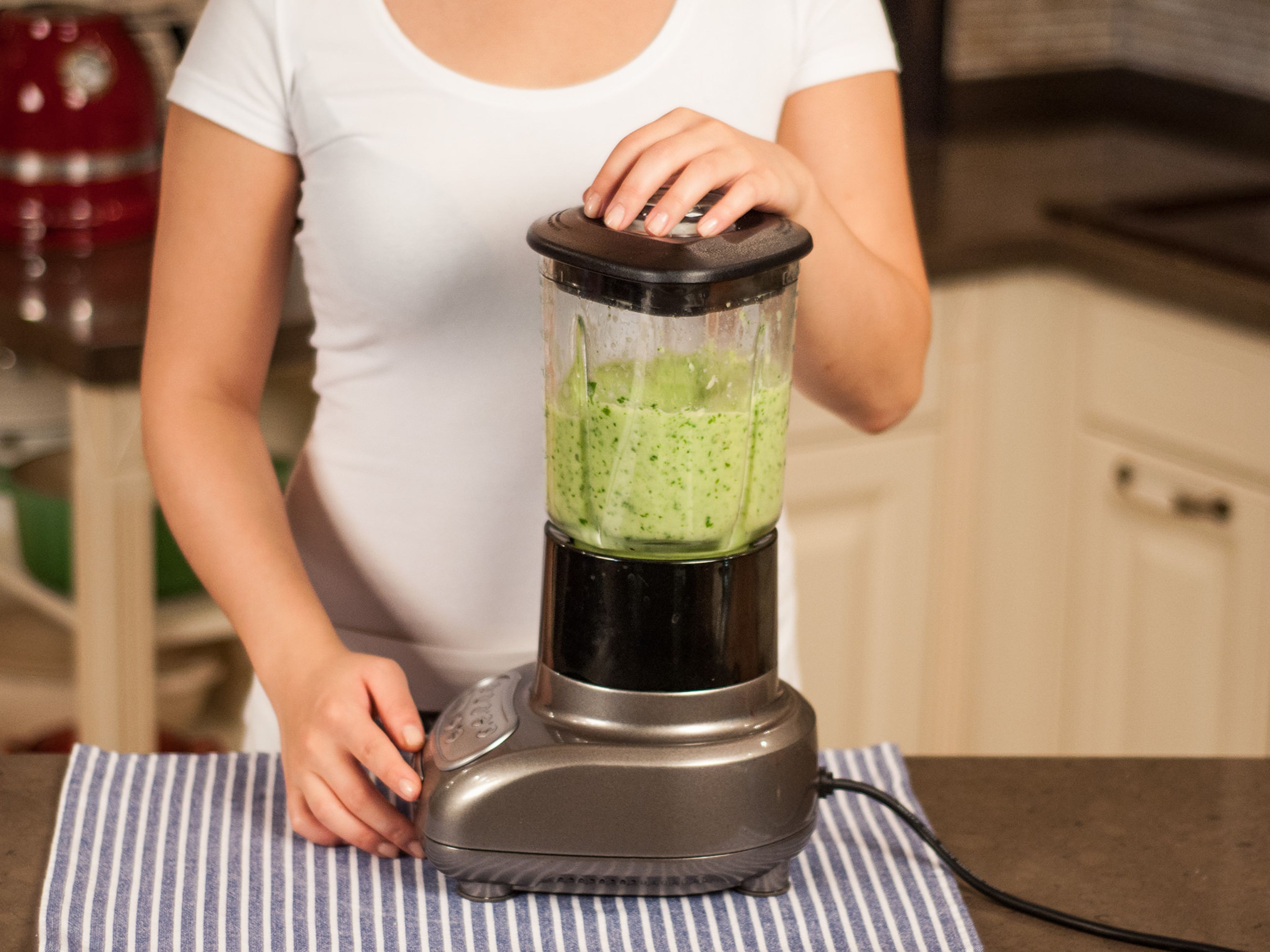Blend until smooth and enjoy right away.